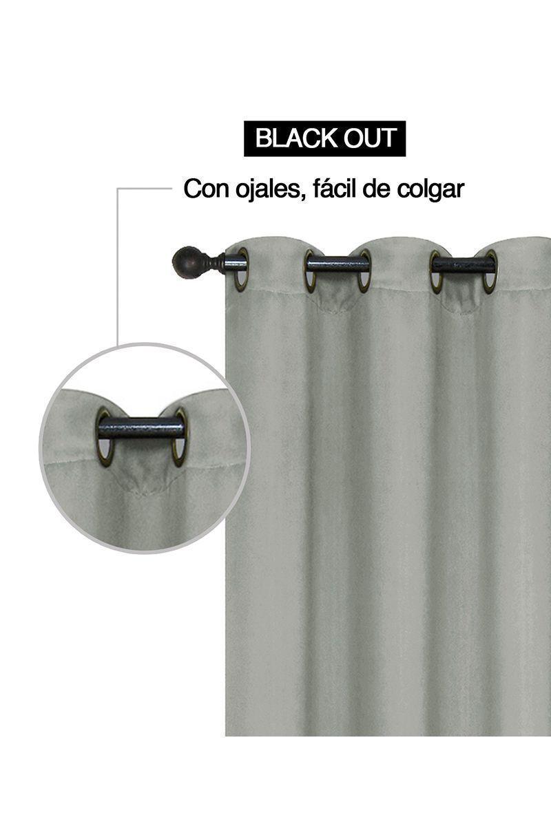 Cortina Black Out con Ojales 137x220 cm Gris-4