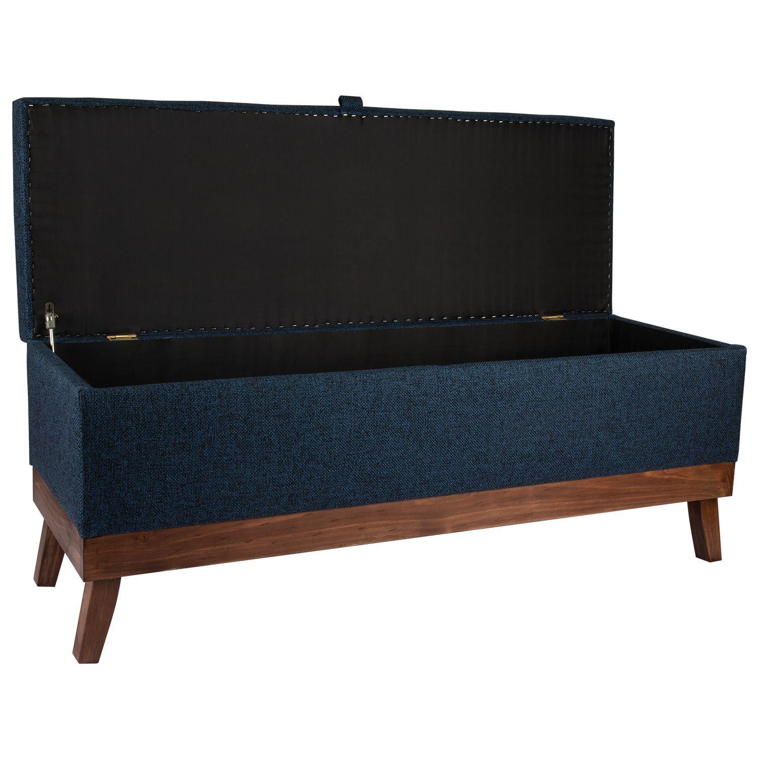 Banqueta con Baúl Incy Azul Omega 120x40x50 cm Máxima Design-2