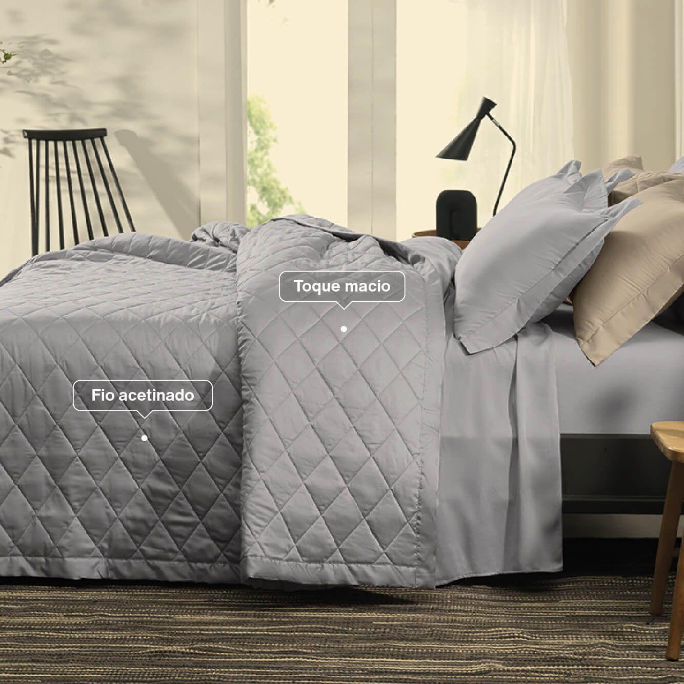 Juego de fundas de almohada Karsten Domos 270 hilos Gris-1
