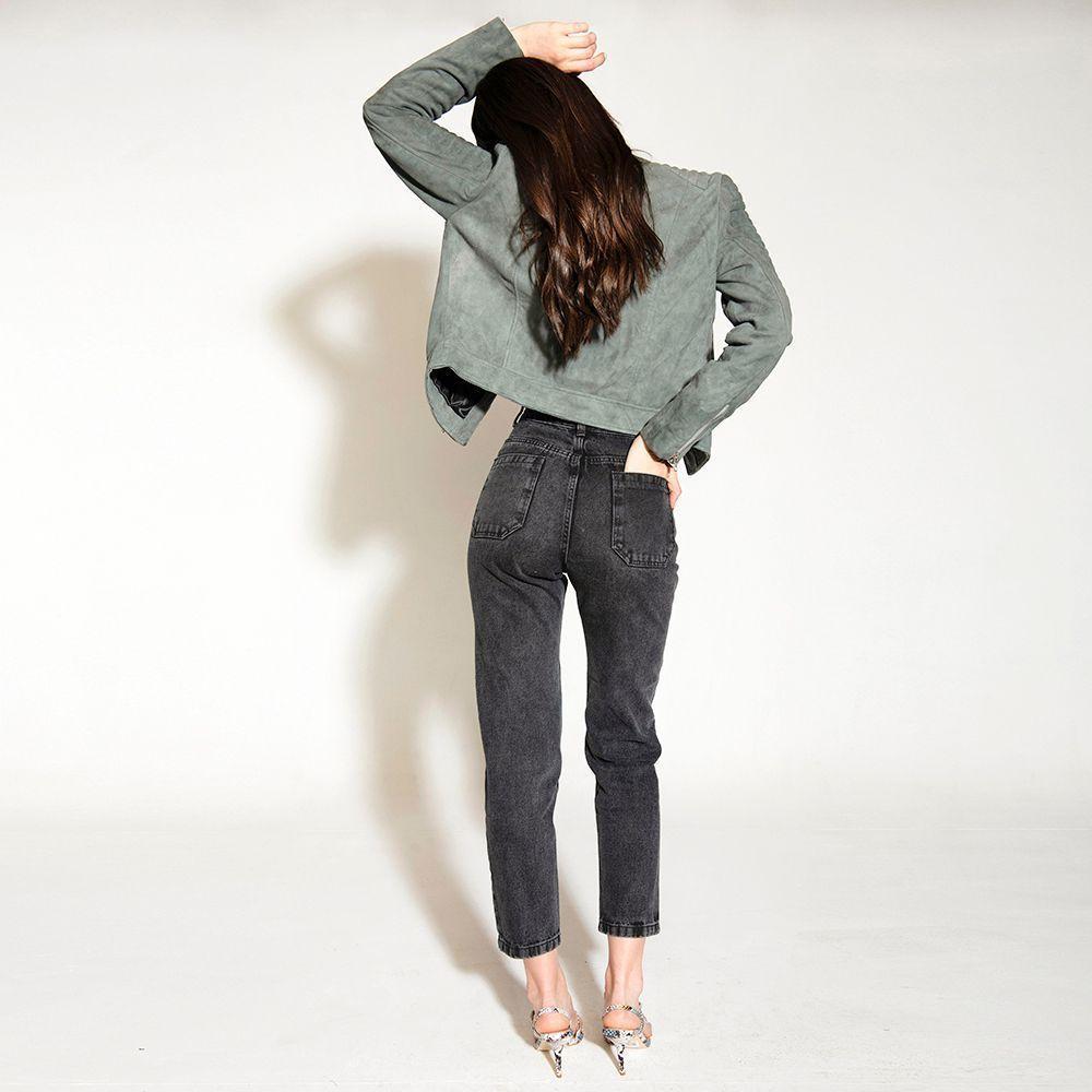 Chaqueta De Cuero Moto Suky Gris Amen-1