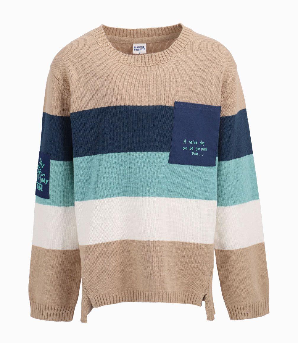 Chaleco De Punto Con Rayas Niño Beige Black and Blue-0