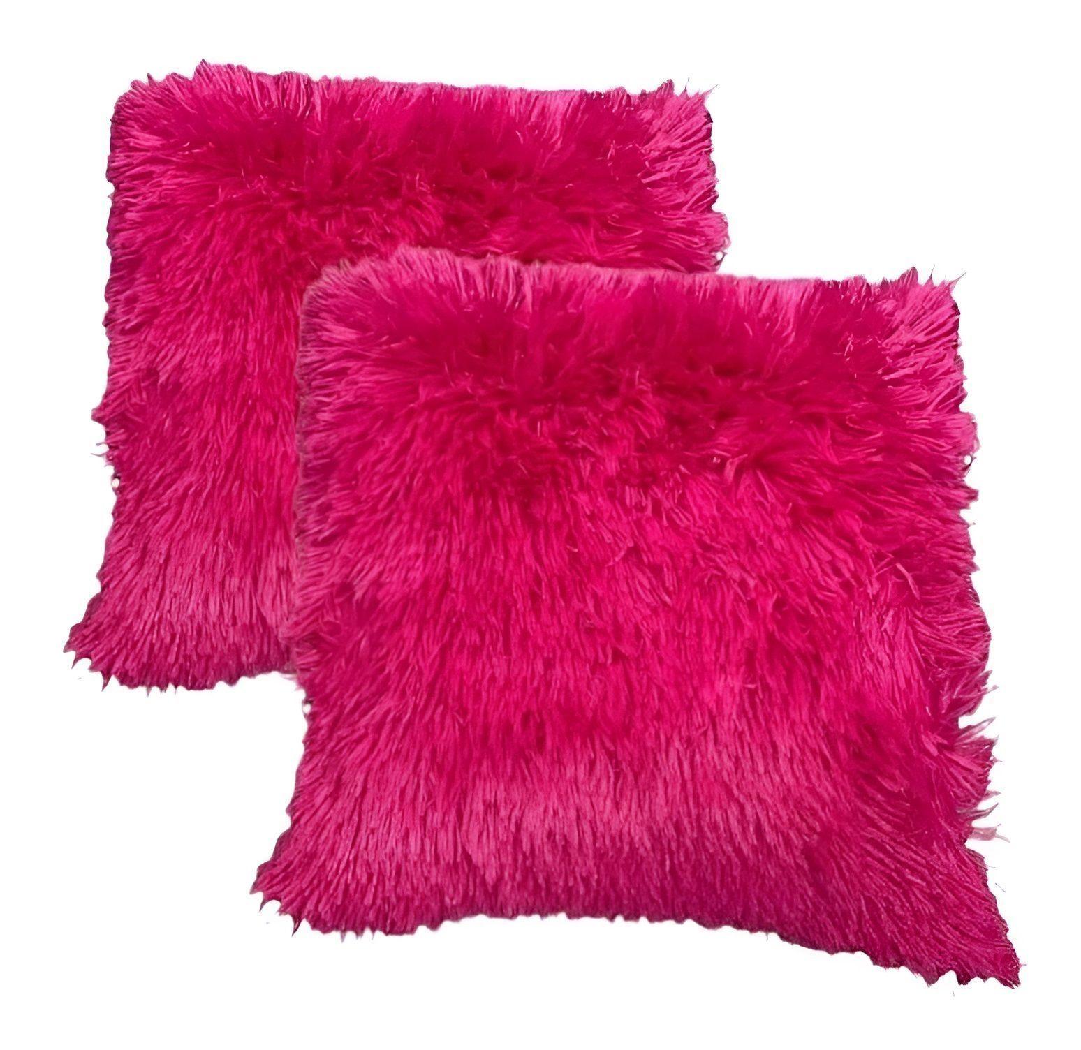 Pack Cojines Decorativos Funda Cojin Terraza Cojin Peludo X2 Fucsia-0