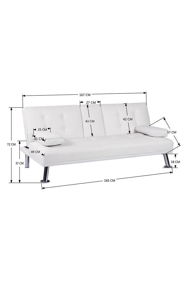 Futón con Apoya Vasos de PU 72x79x167 cm Blanco-2
