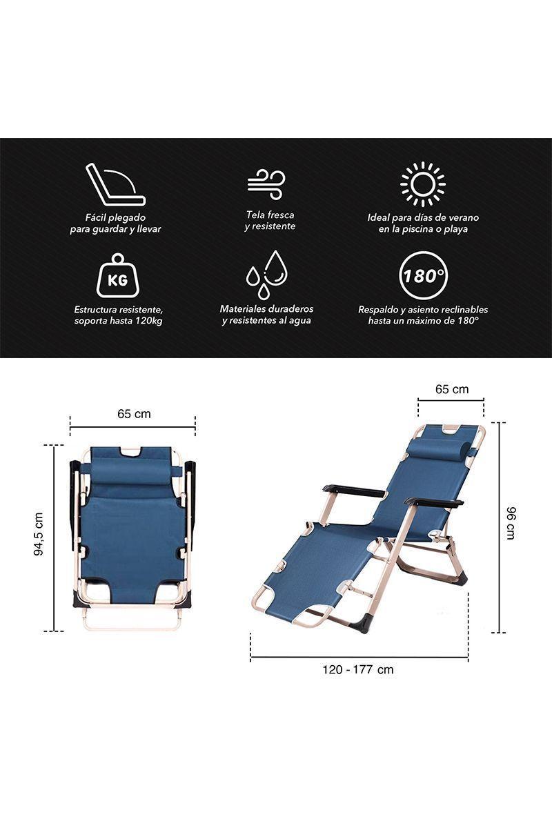 Reposera Plegable Y Reclinable Con Apoyabrazos-2