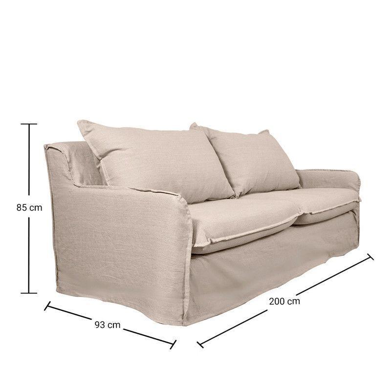 Sofá Rehue Chenille Hueso 3C-3