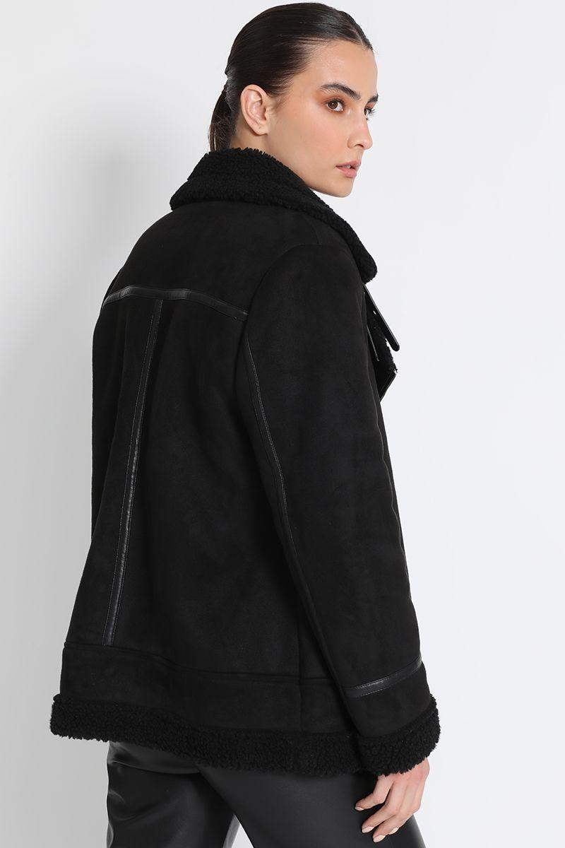Chaqueta Aviador Doble Faz Negro Liola-3