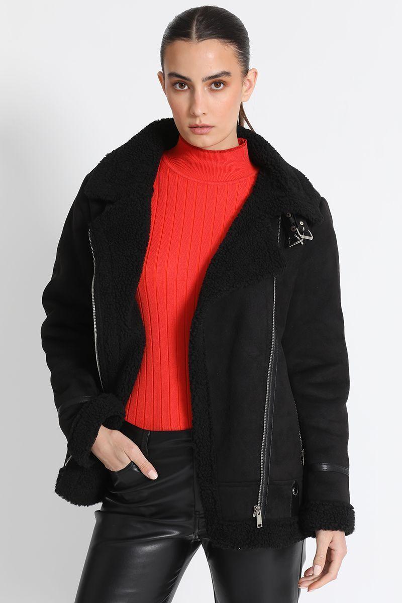 Chaqueta Aviador Doble Faz Negro Liola-1