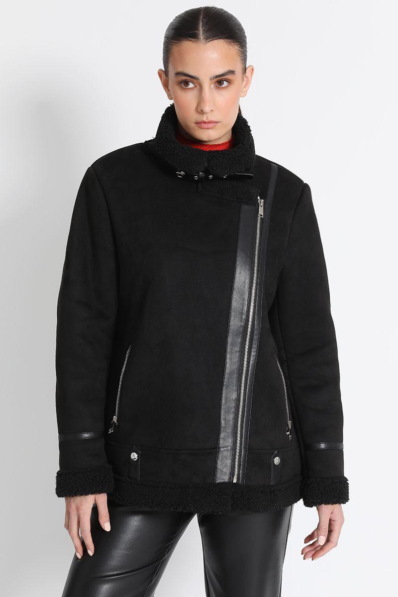 Chaqueta Aviador Doble Faz Negro Liola-0