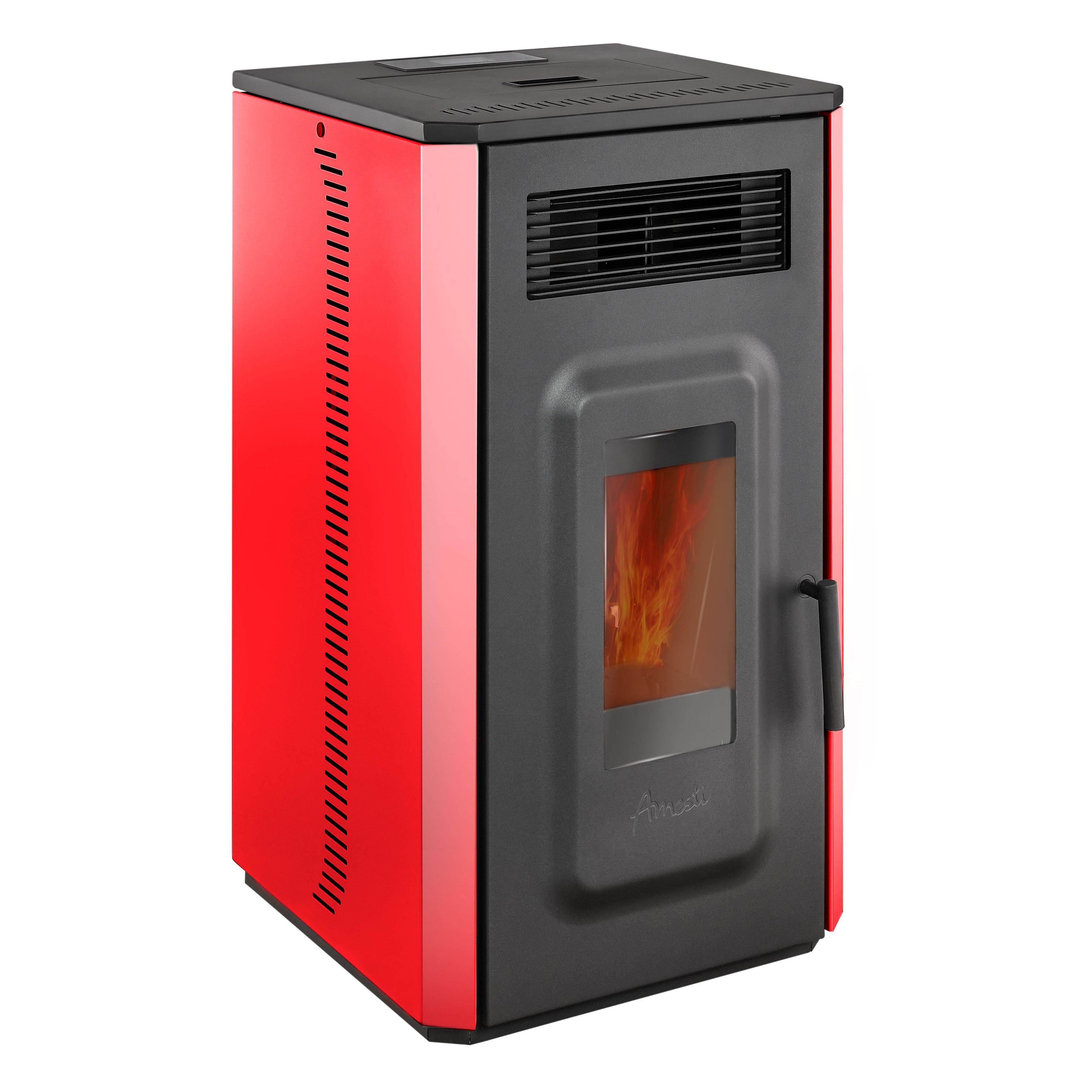 Estufa a pellet Vulcan 10 rojo italiano Amesti-1