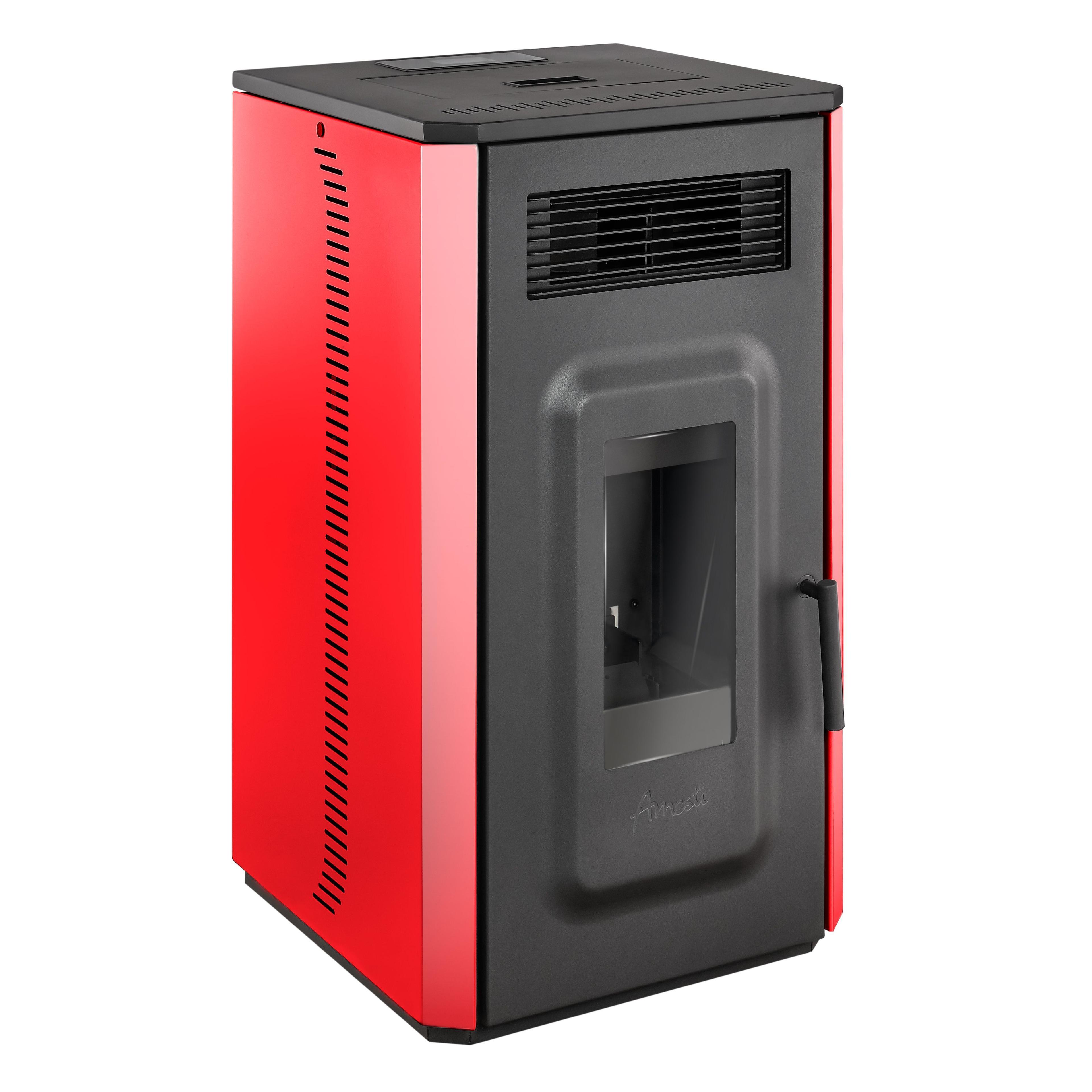 Estufa a pellet Vulcan 10 rojo italiano Amesti-0