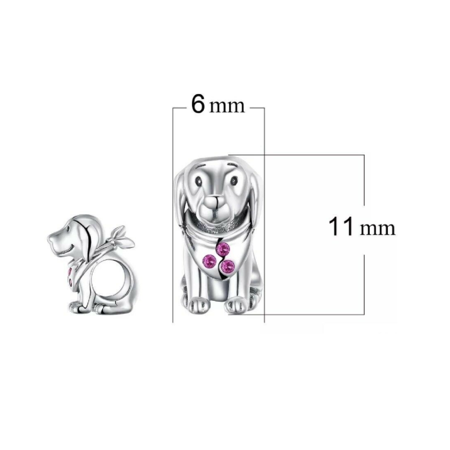 Charm Perro con Pañuelo en Plata Fina 925 SILVER HEART-2