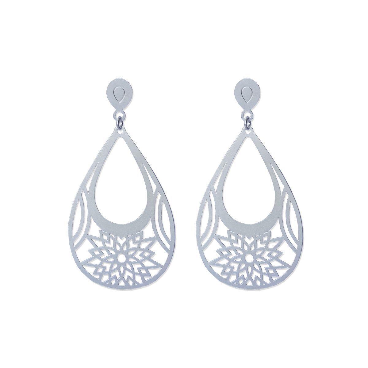 Aros De Plata 925 Gotas Flor - Mabelita-0