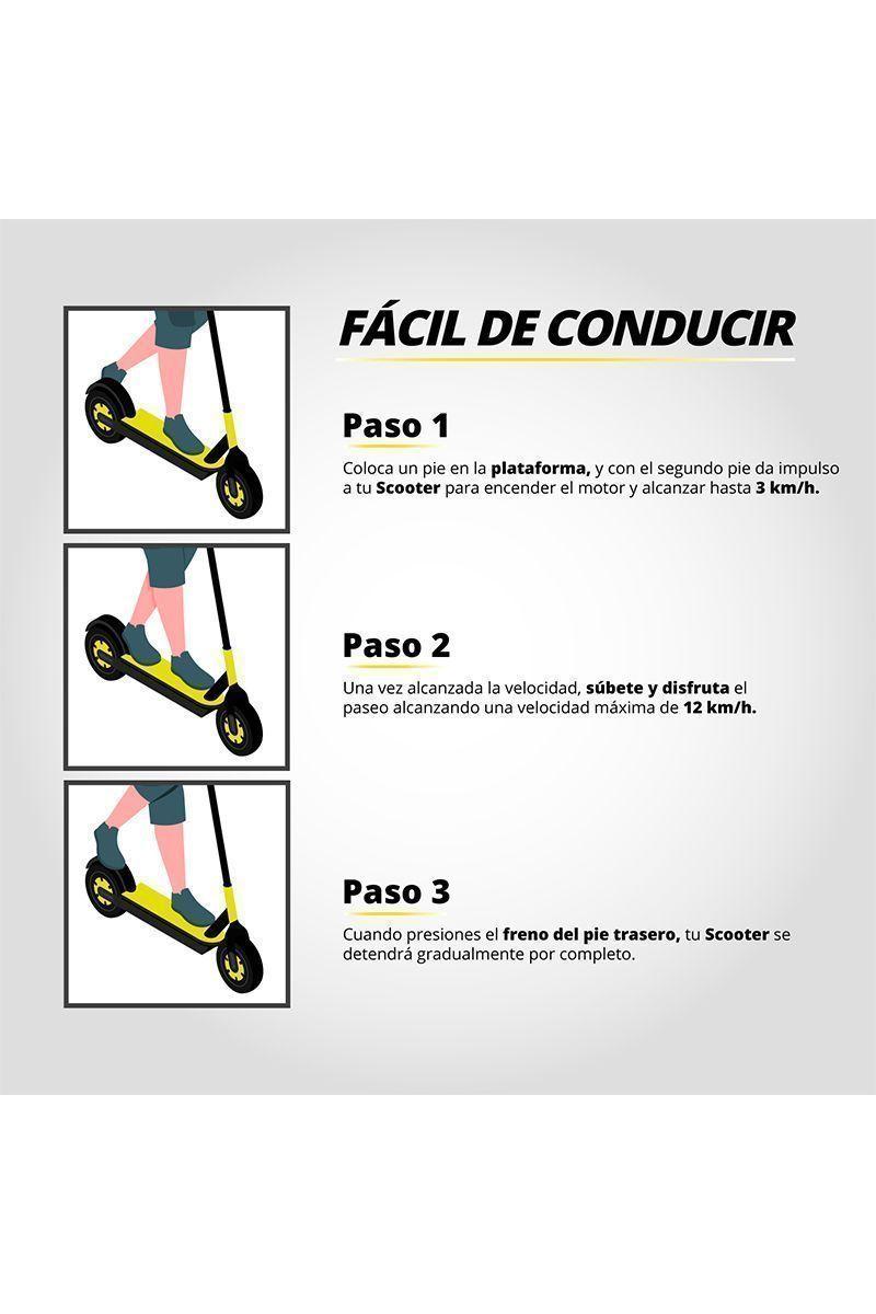 Scooter Eléctrico Bocina y Luz Plegable Amarillo-4