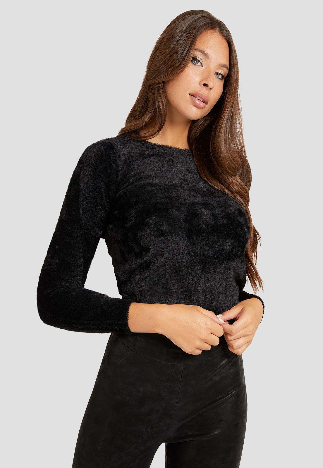 Tejido Candace Rn Ls Swtr Jblk Negro Guess-0