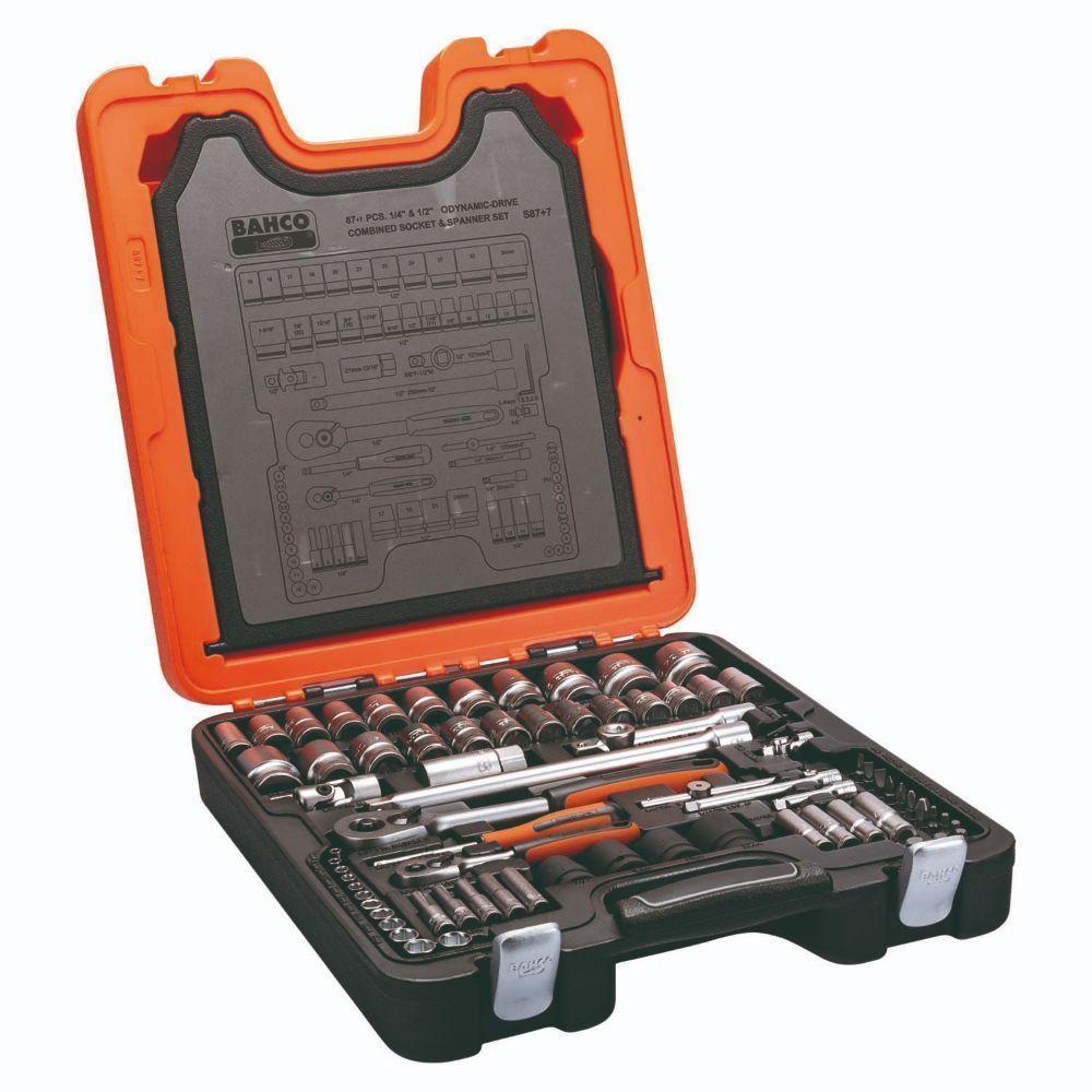 Juego De Dados Hexagonales 1/4" 1/2" Y Llaves Combinadas Mm 93 Piezas Bahco-0