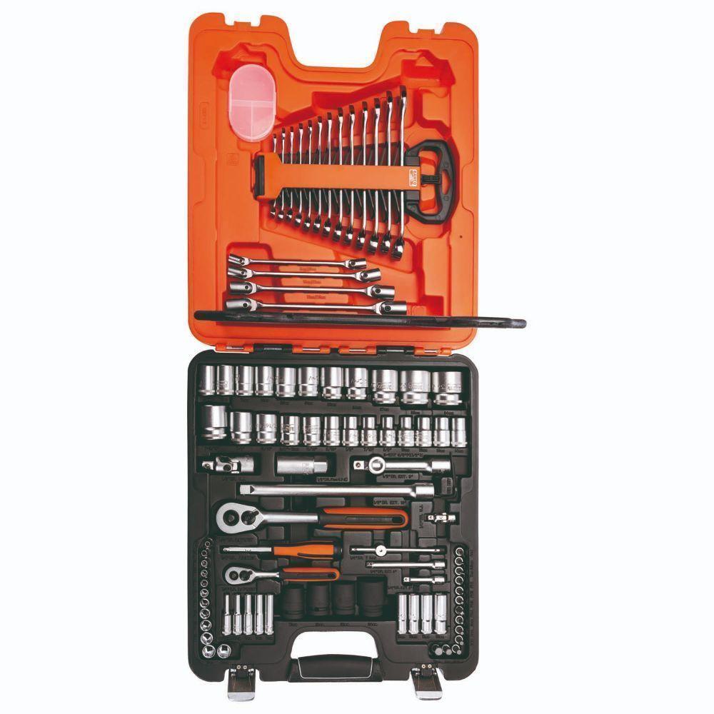 Juego De Dados Hexagonales 1/4" 1/2" Y Llaves Combinadas Mm 93 Piezas Bahco-1