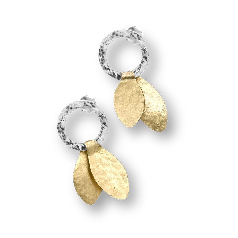 Aro Aptiqa Fanni pasador de plata hoja bronce-0