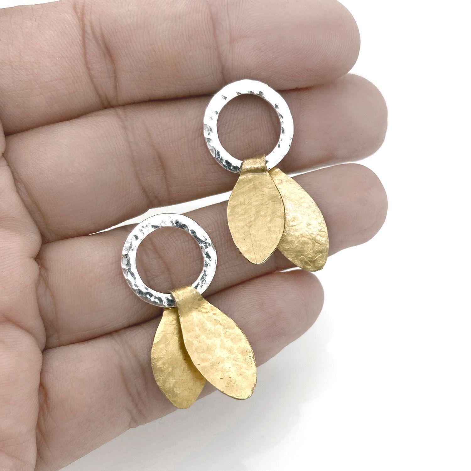 Aro Aptiqa Fanni pasador de plata hoja bronce-1