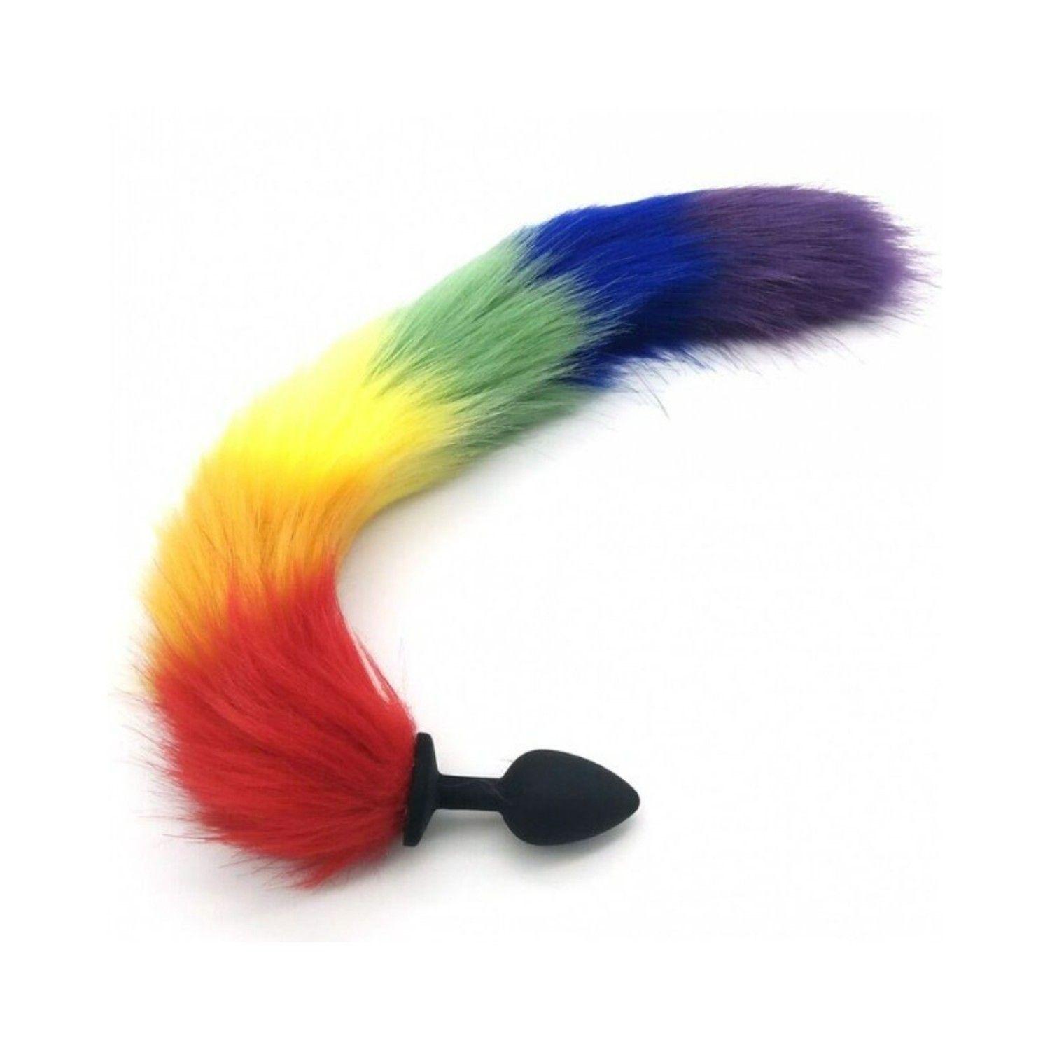 PLUG ANAL COLA DE ZORRO ARCOIRIS-0