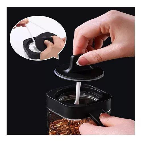 Set De 3 Especieros Frascos Para Condimentos Con Su Base Y Cuchara-4