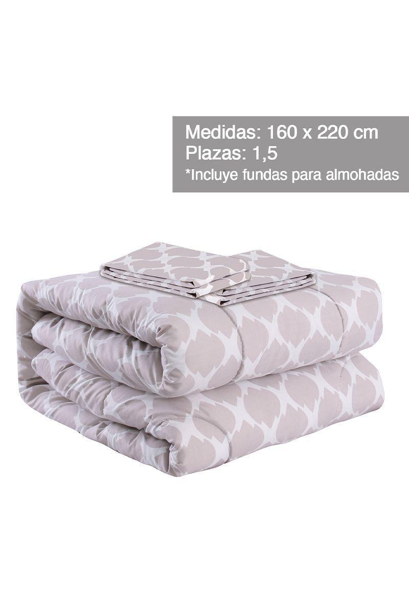 Plumón Estampado 1,5 Plazas 220x160 cm Gris-1