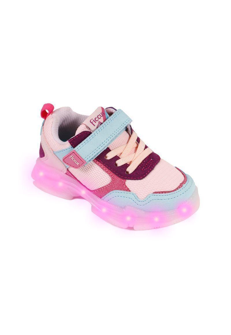 Zapatila Led Velcro Elástico A Correr  Niña Ficcus-1