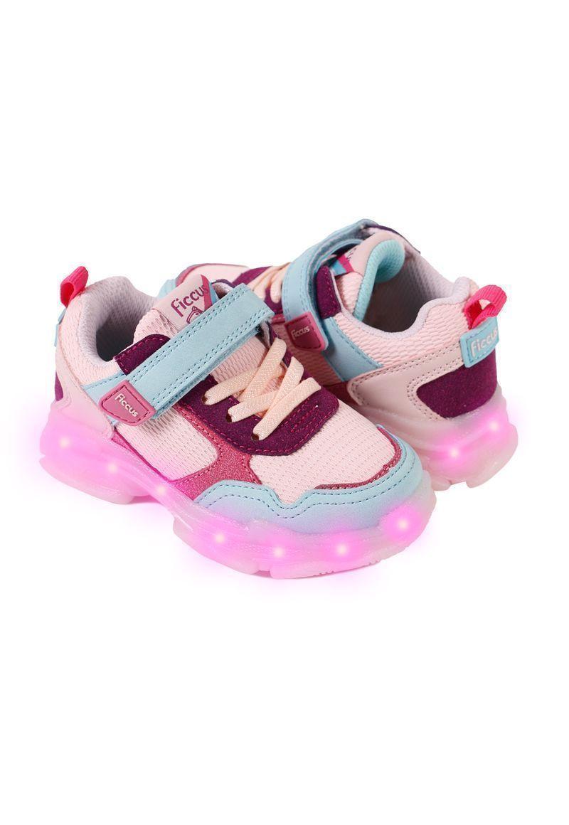 Zapatila Led Velcro Elástico A Correr  Niña Ficcus-0