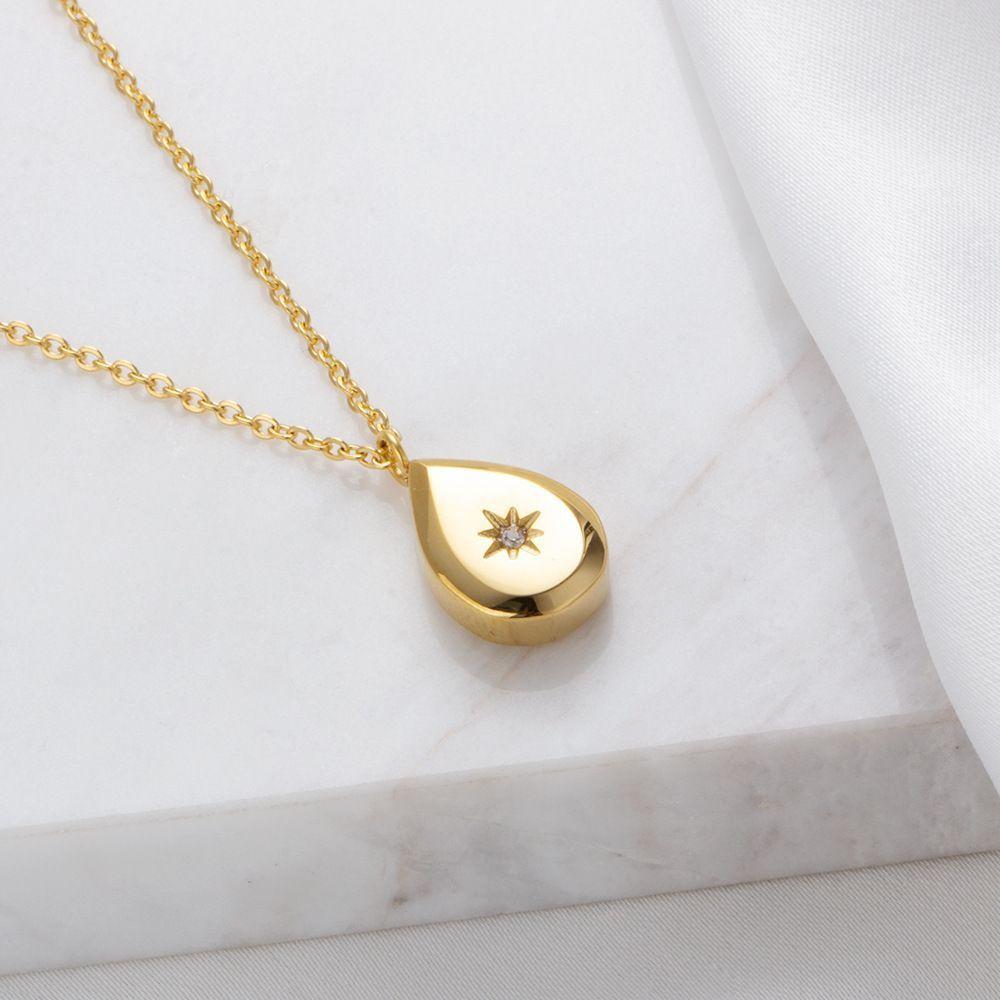Collar Baño Oro Amarillo 18 Kilates Gota Estrella Madi Brillito-1