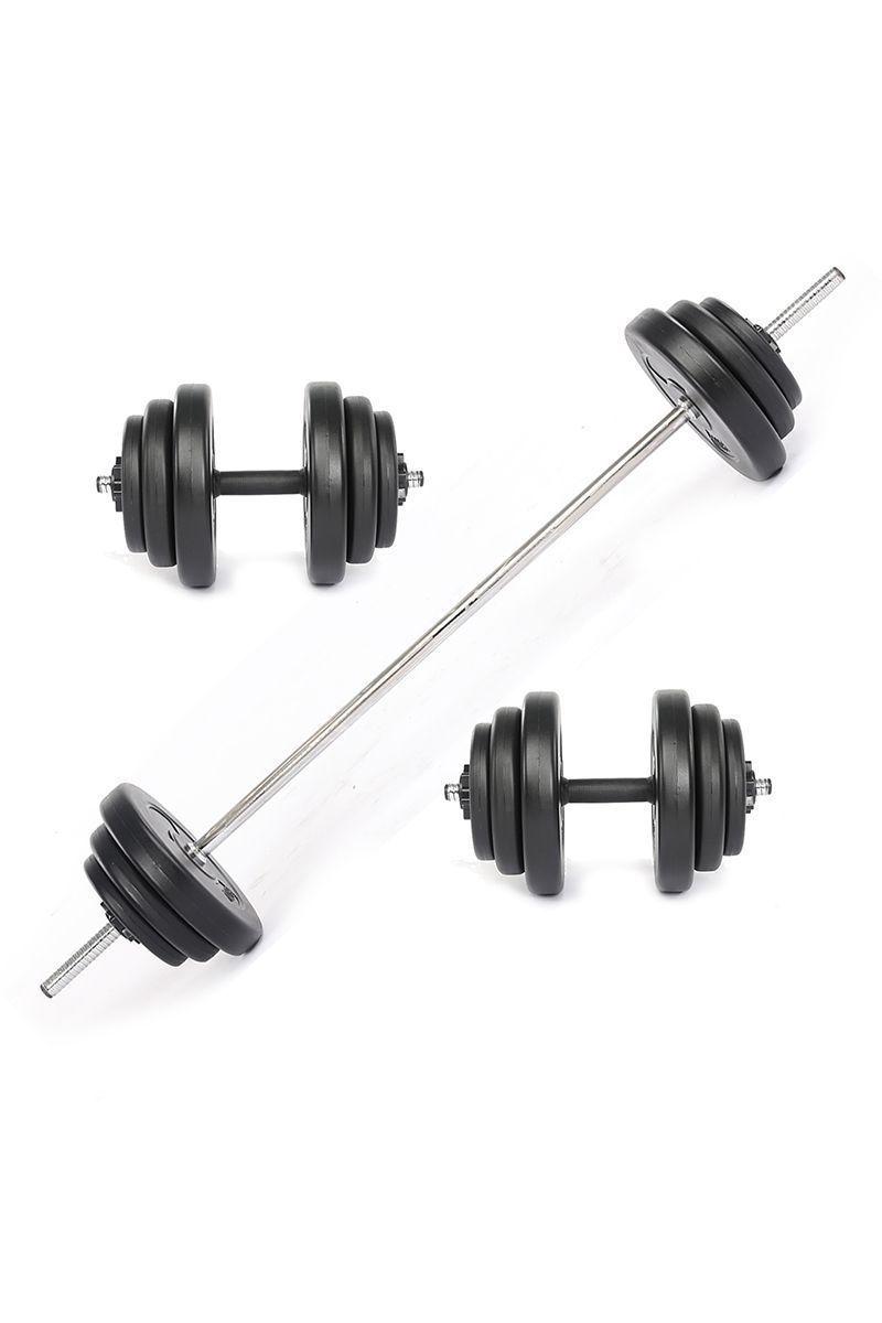 Set de Mancuernas y Barra 40,8 Kg 2 en 1 Negro-0