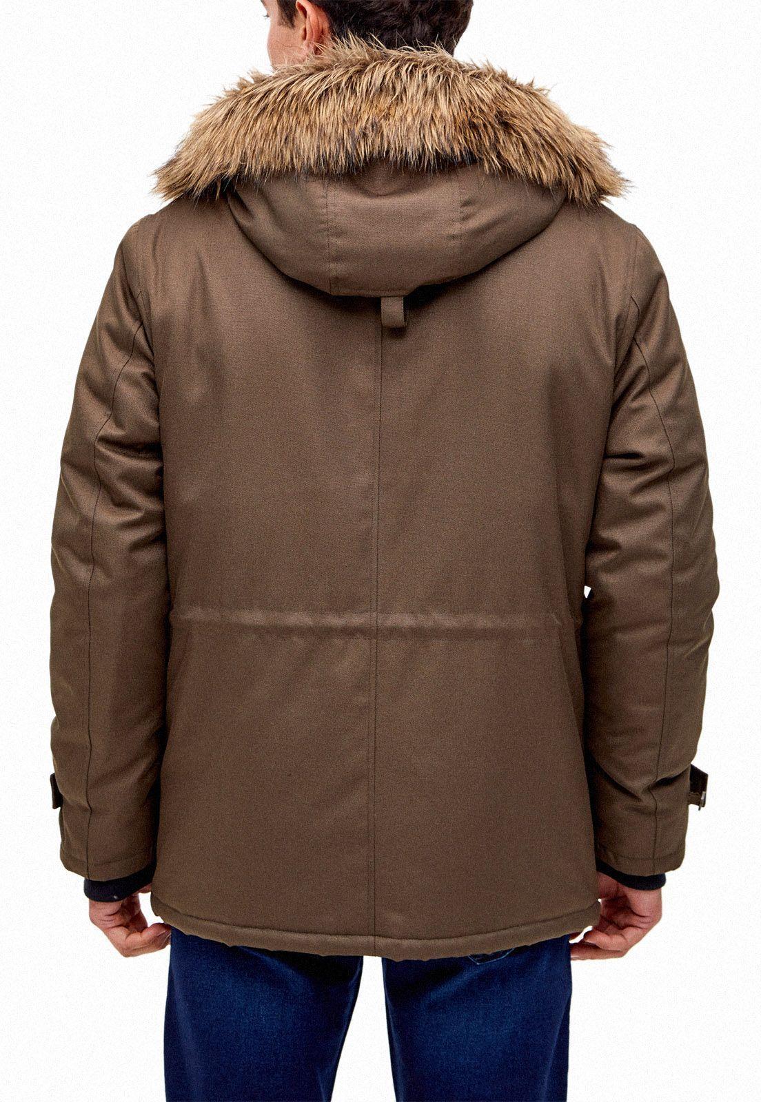 Parka Casual Liso Taupe-1
