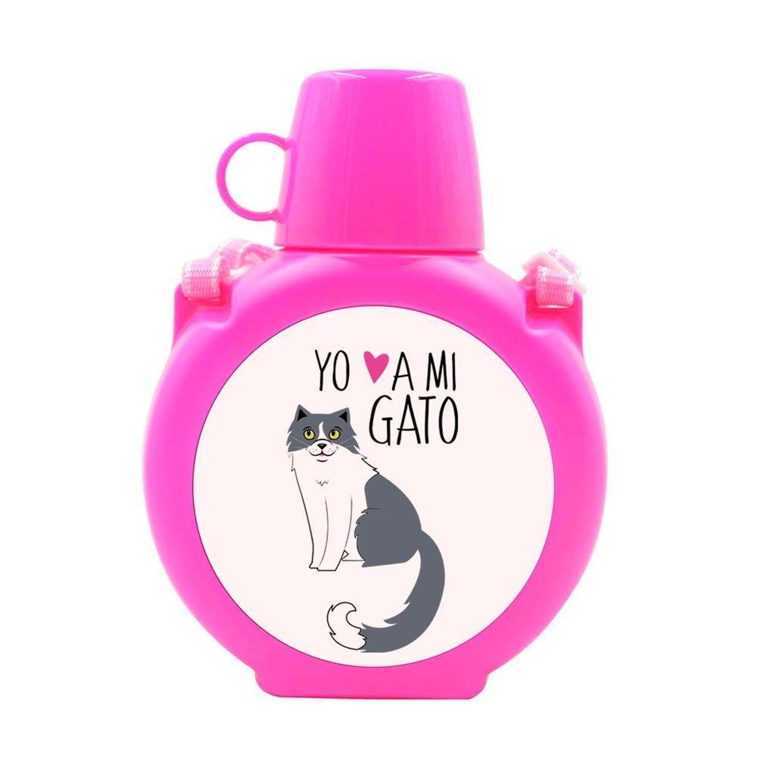Cantimplora Kids - Gatos Yo amo a mi, gris, celeste-9