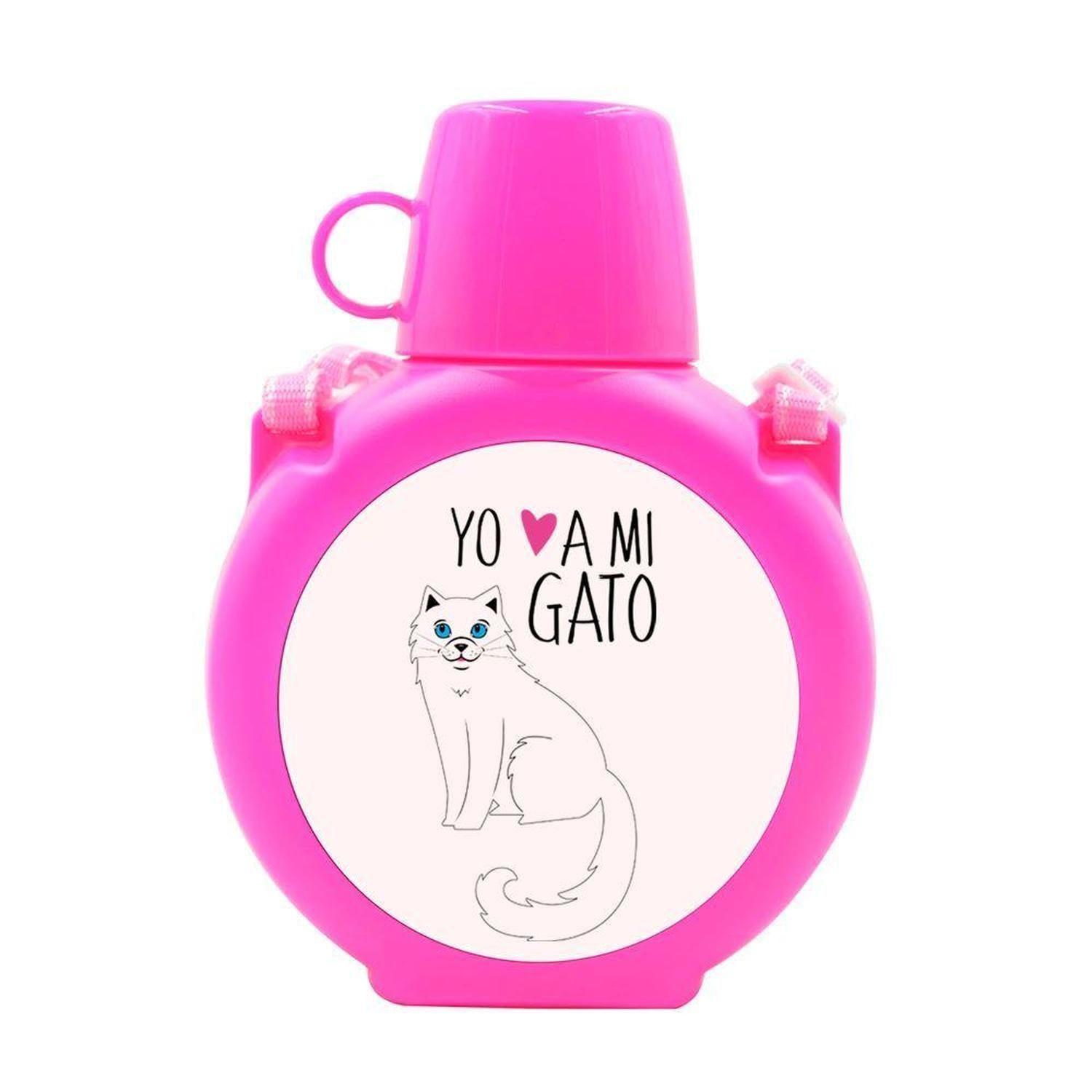 Cantimplora Kids - Gatos Yo amo a mi, gris, celeste-11