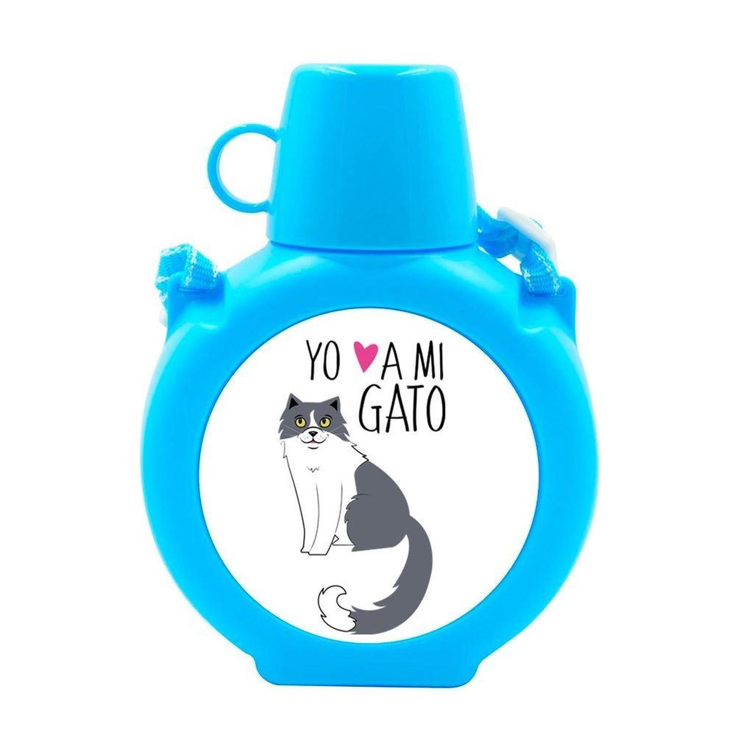 Cantimplora Kids - Gatos Yo amo a mi, gris, celeste-15
