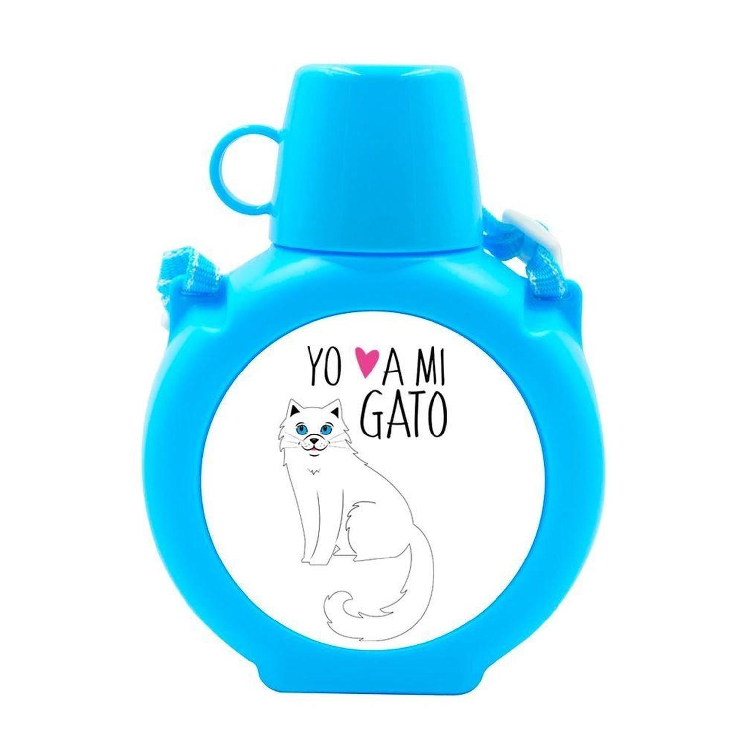 Cantimplora Kids - Gatos Yo amo a mi, gris, celeste-17