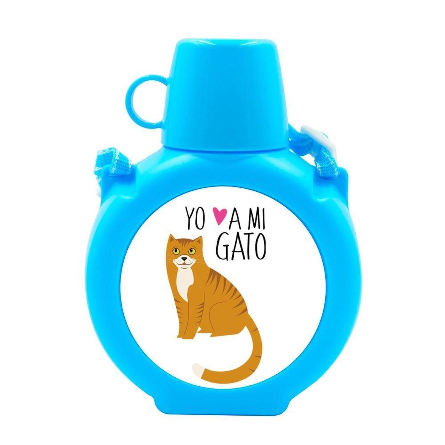 Cantimplora Kids - Gatos Yo amo a mi, gris, celeste-18