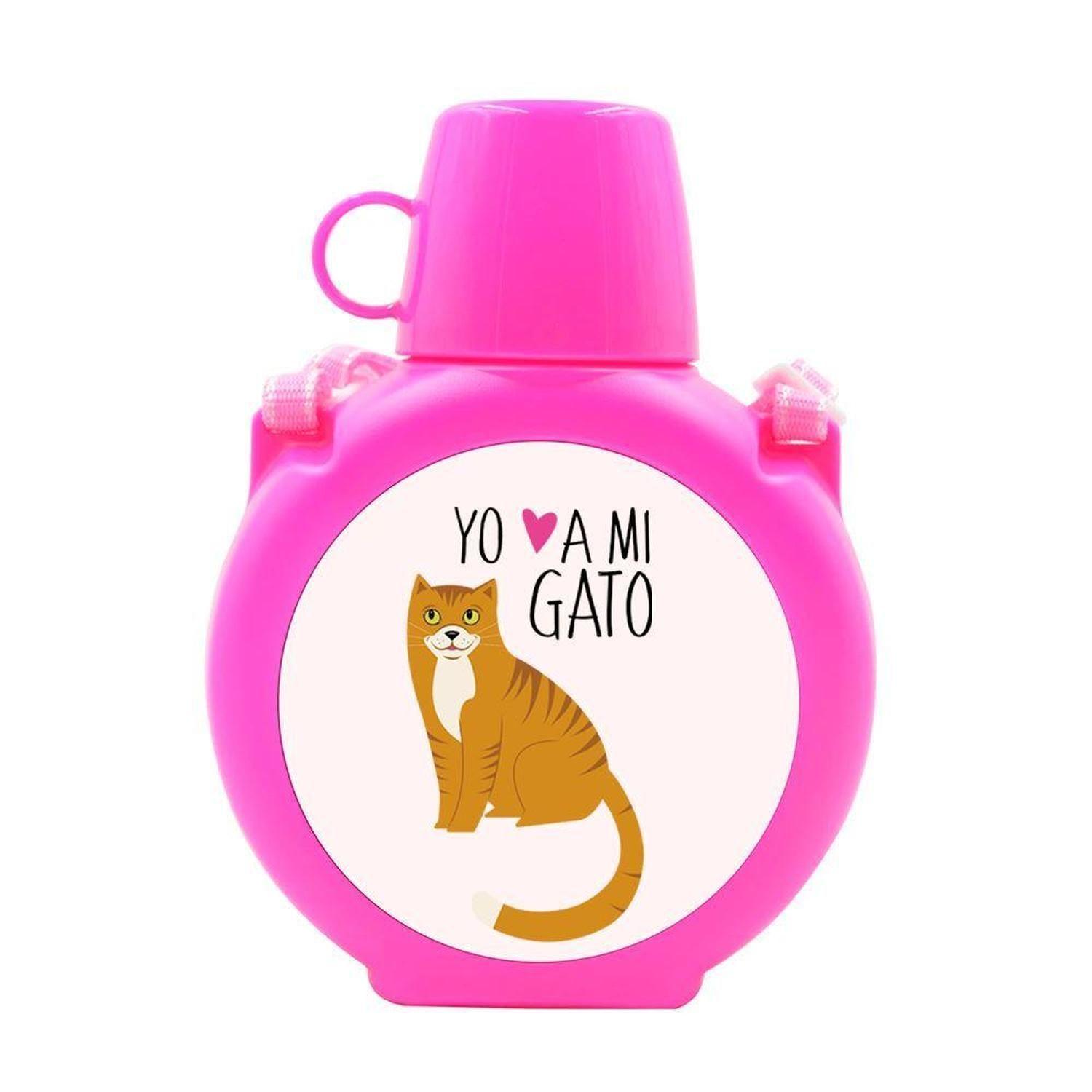 Cantimplora Kids - Gatos Yo amo a mi, gris, celeste-10