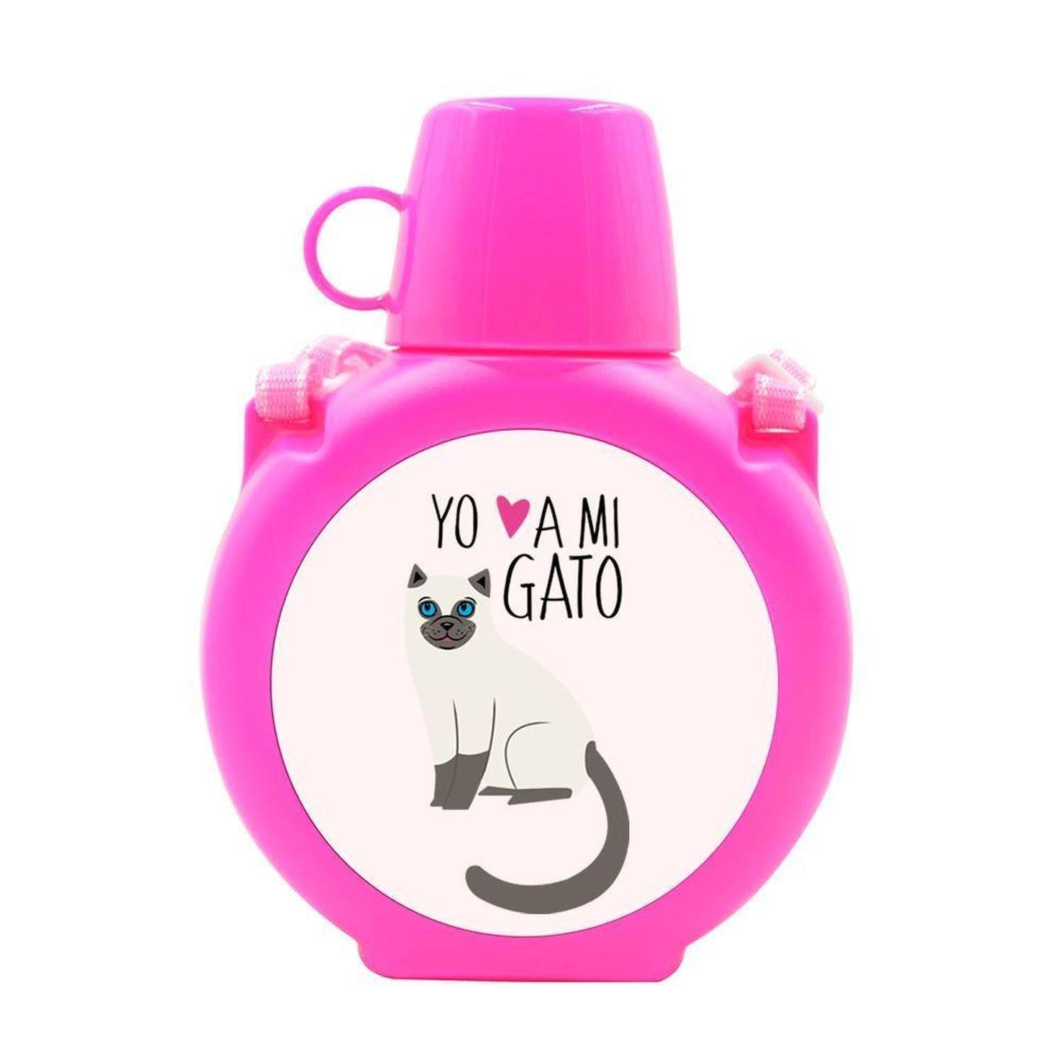 Cantimplora Kids - Gatos Yo amo a mi, gris, celeste-12