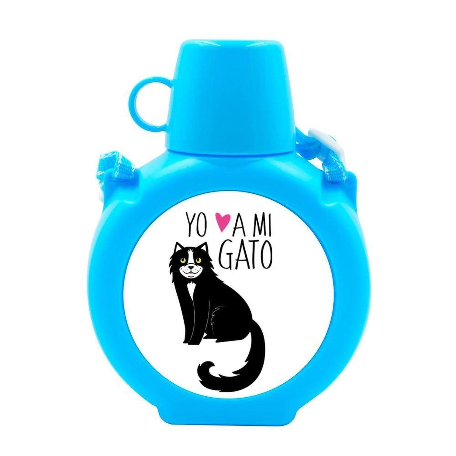 Cantimplora Kids - Gatos Yo amo a mi, gris, celeste-14