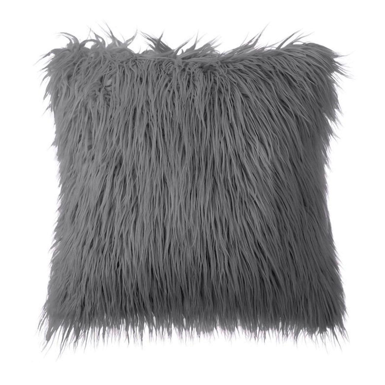 Funda Para Cojin Pelo Largo - Gris Oscuro-0