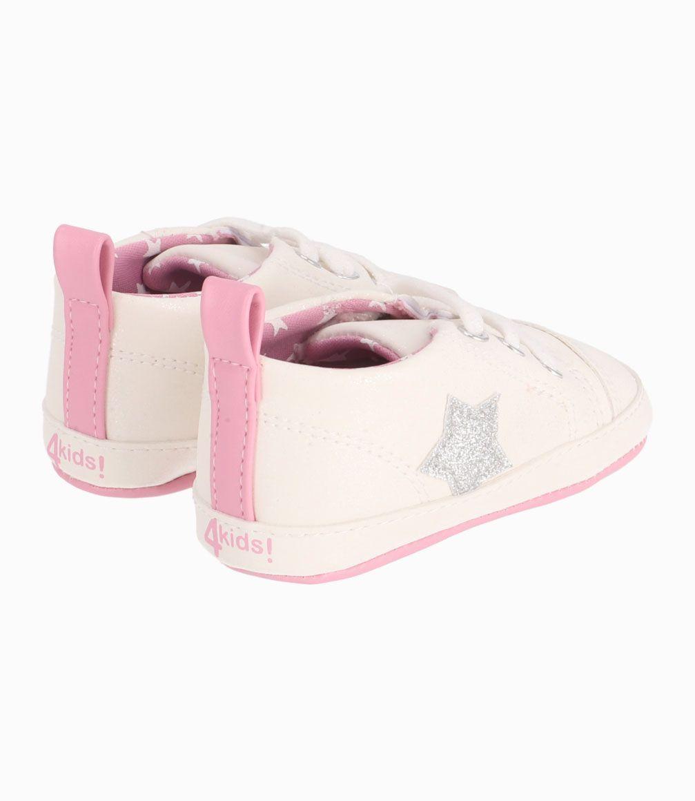 Zapatilla Con Estrella Recién Nacida Blanco 4 Kids-2