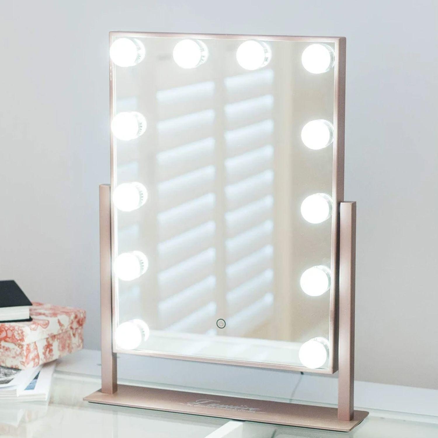 Espejo de Maquillaje Rose Gold con Luz Led de Beauty Creations-4