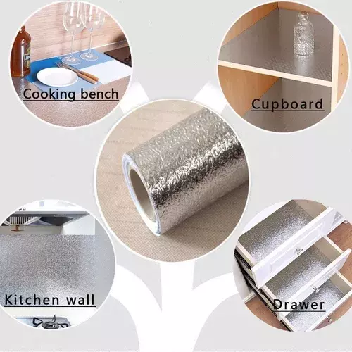 Papel Aluminio Autoadhesivo Papel Mural Cocina Laminas 3mts -5