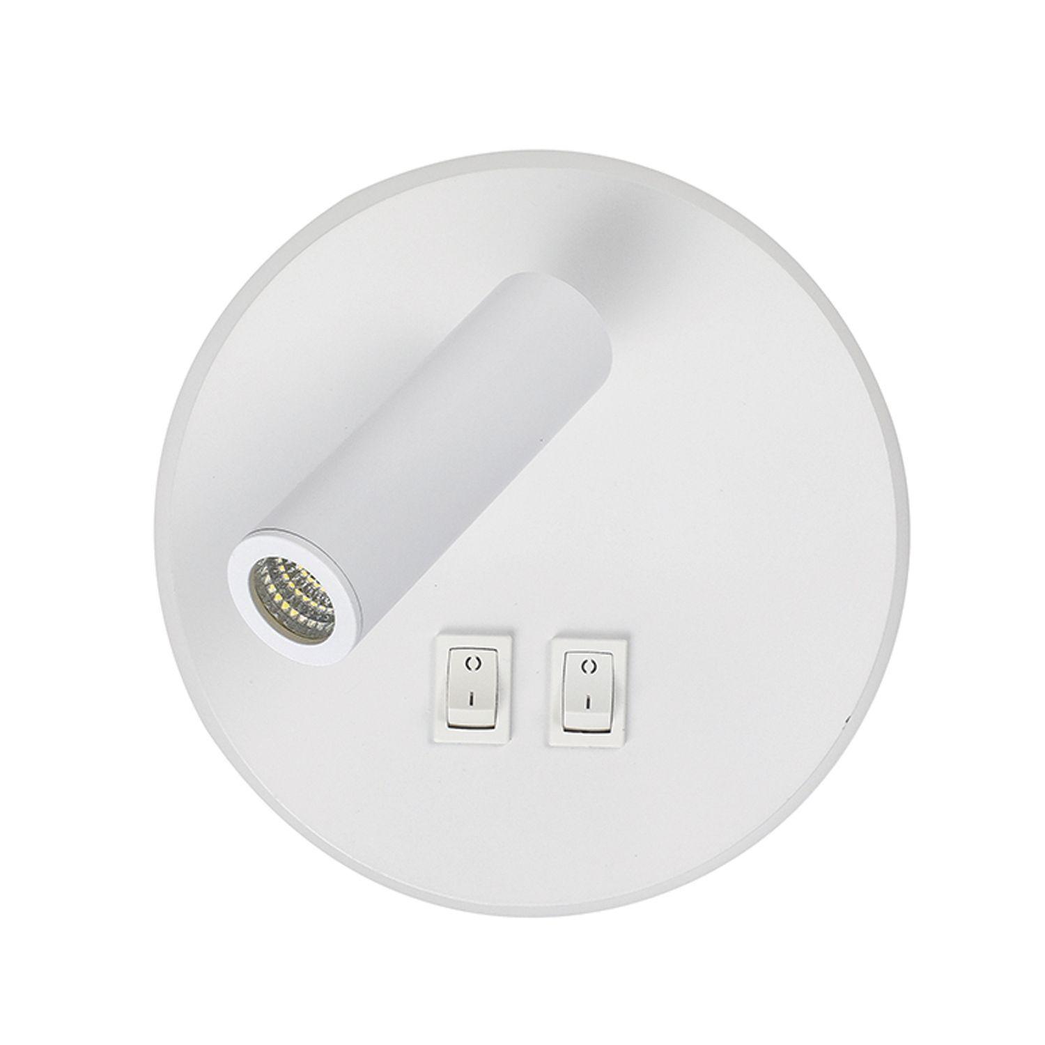 Apliqué LED Lámpara Circular Cabecera Lectura Blanco 6W+3W-0