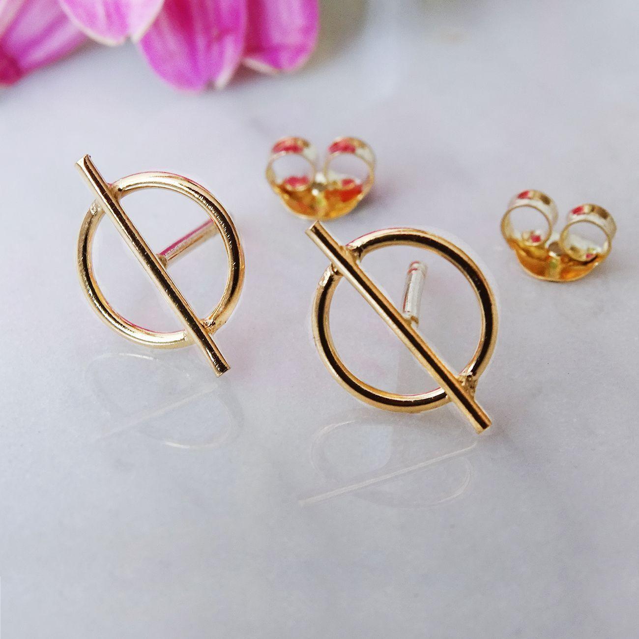 Aros Aritos de Plata Baño de Oro Mini Circulo Aureo - Mabelita-4