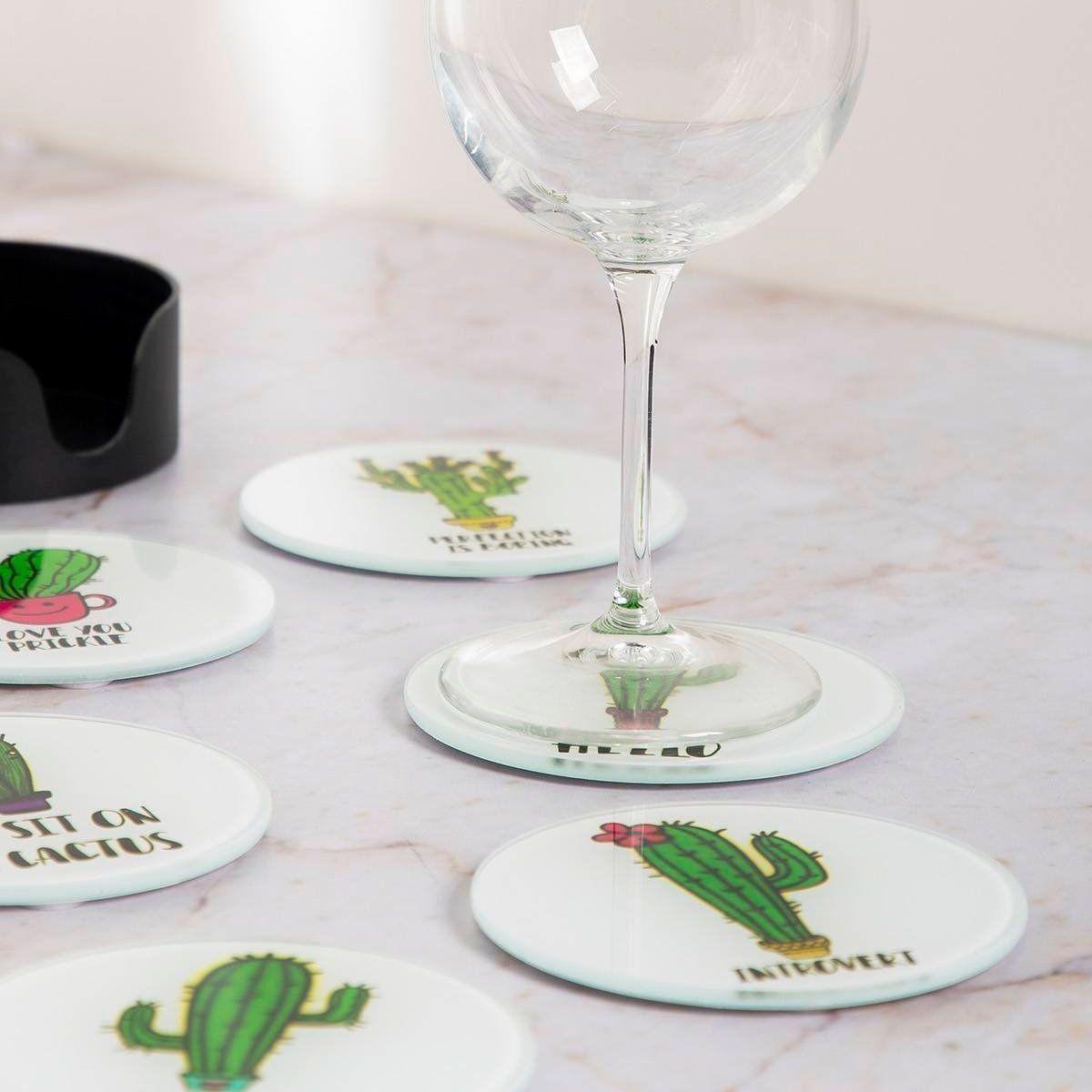 Set 6 Posavasos Vidrio Cactus-2