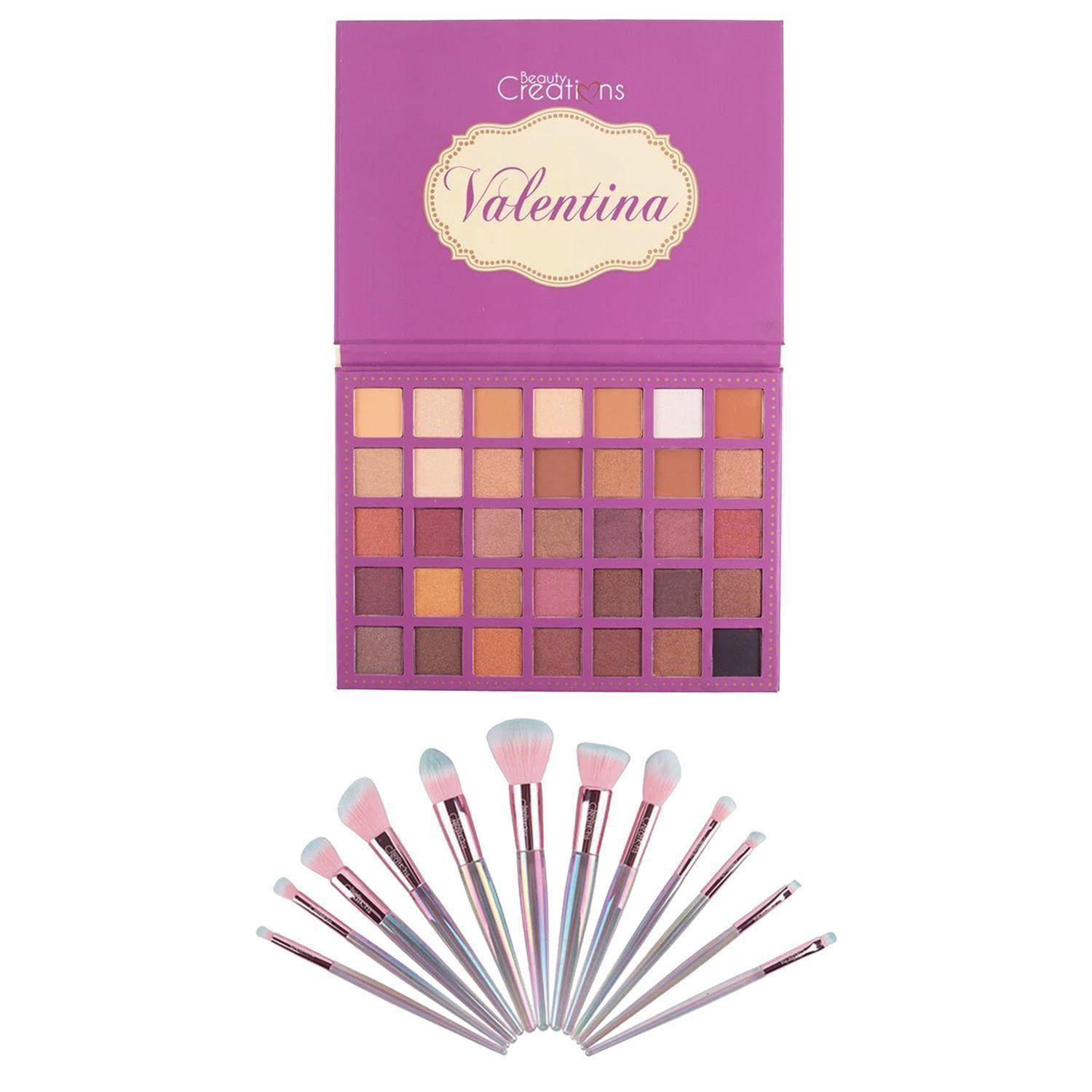 Pack Paleta De Sombra "Valentina" + Set 12 Brochas Holo Fun y Estuche de Beauty Creations-0