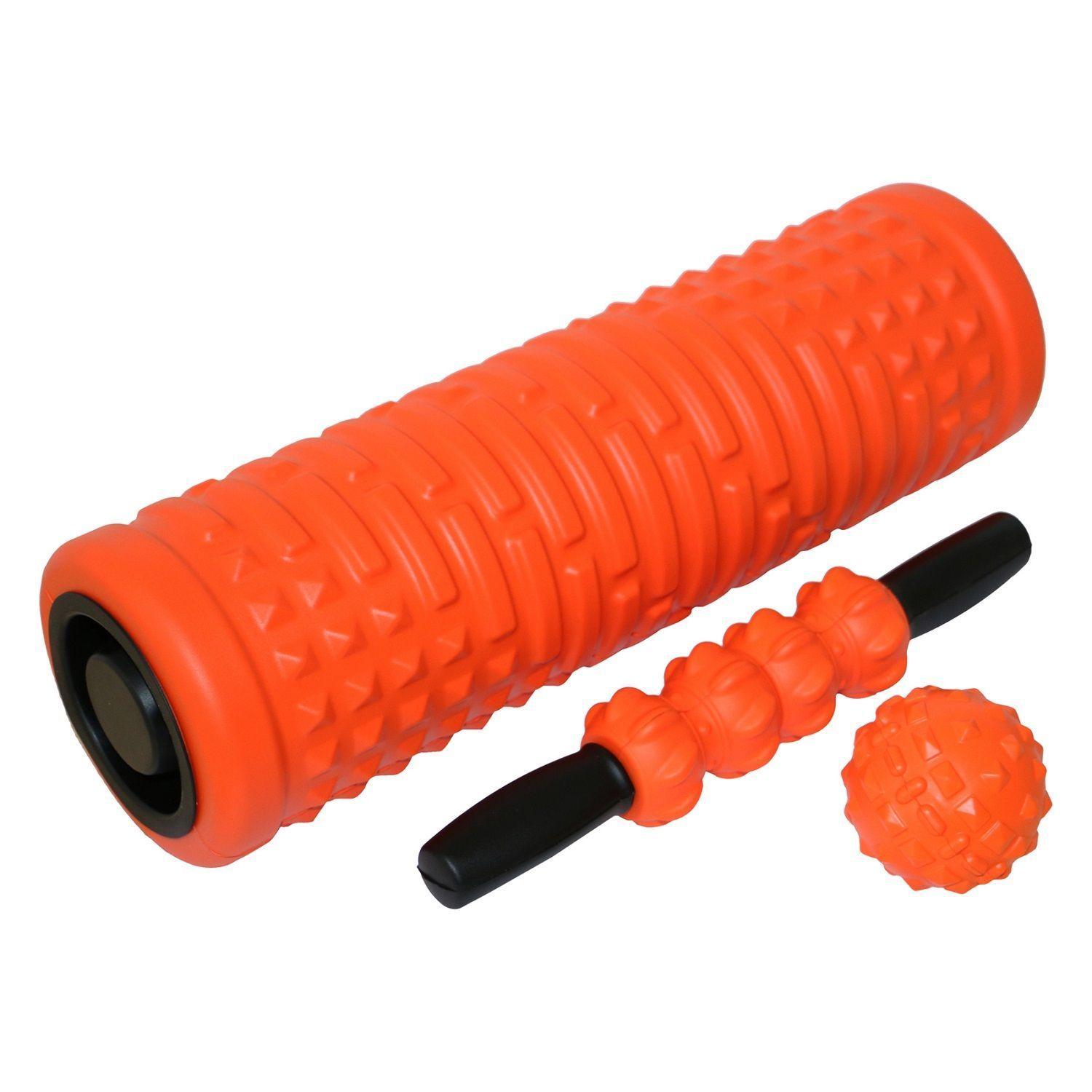 Foam Roller Pro 3 en 1 – Cilindro Masajeador Naranja-0