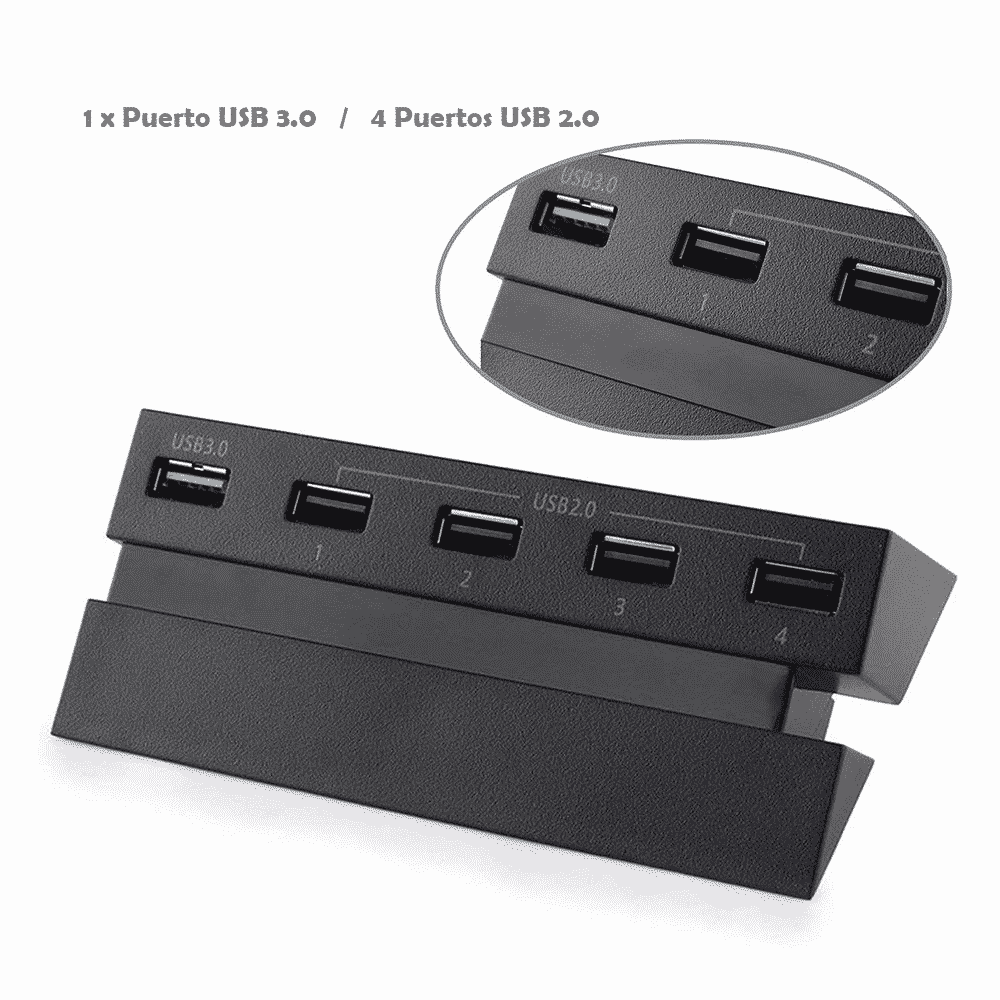 Adaptador HUB Dobe 5 Puertos USB para PS4, 4x USB 2.0 – 1x USB 3.0-1