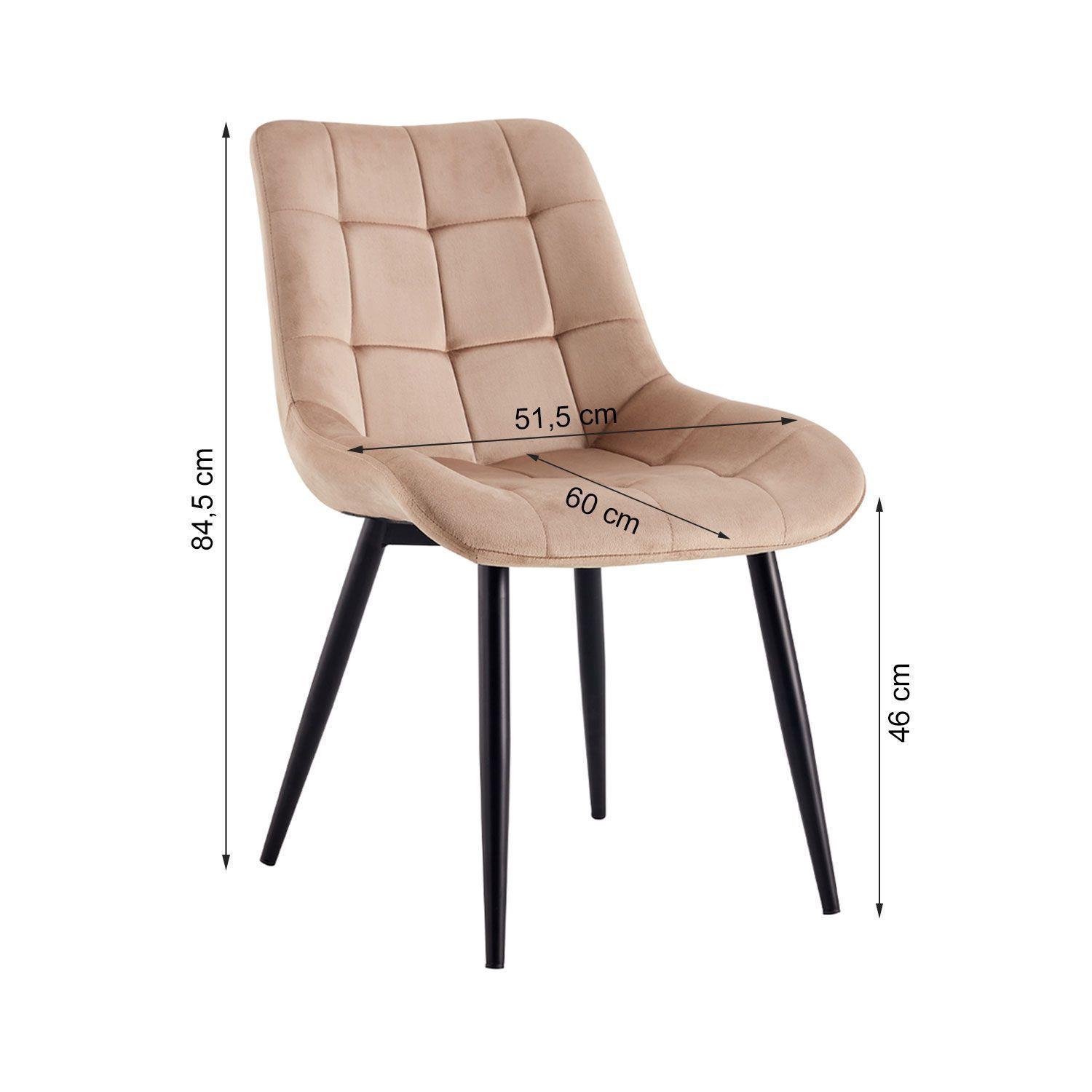 Pack 4 Sillas Comedor Terciopelo Enrico Beige-2