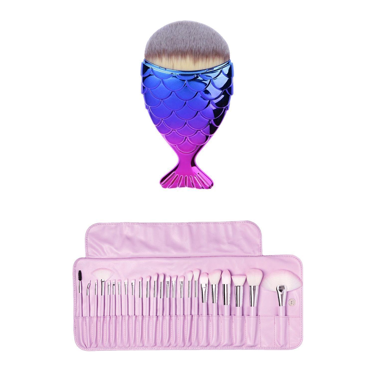 Pack Brocha Estilo Sirena Malú + Set 24 Brochas Pastel Marshmallow de Beauty Creations-0